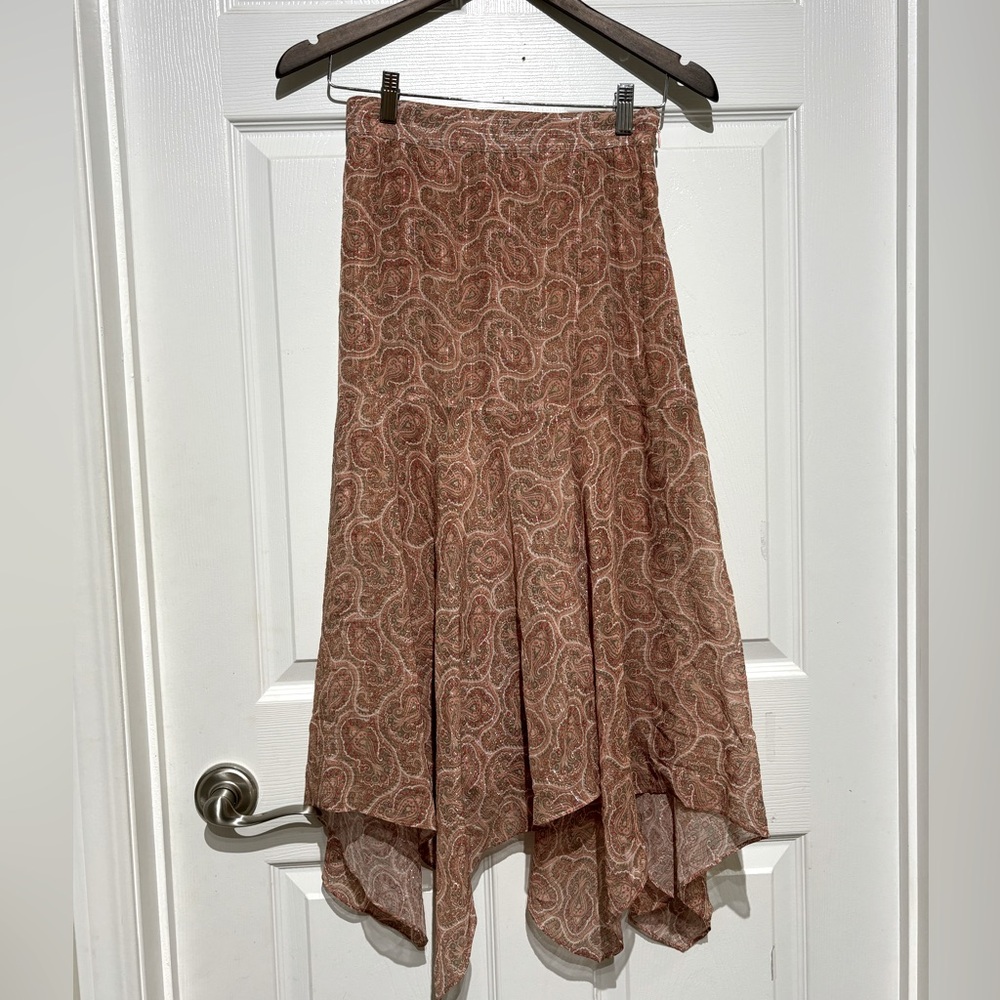 NWT The KOOPLES  Paris  Midi/Maxi Skirt / Asymmetric / Paisley /  Sparkles